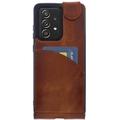 Burkley Lederhülle für Samsung A52 / A52s Handyhülle mit Kartenhalter - Vintage Flip Style Case für Galaxy A52 / A52s Handytasche Unisex - Sattelbraun