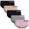 Reebok Womens Seamless Hipster Panties 5-Pack, Size X-Large, Pink/Black/Grey