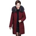 Oversized Coat Rikay New Ladies Parka Jacket Women Faux Fur Collar Hooded Jacket Casual Trench Parka Coat Size 16-30 UK Wine