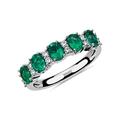 JewelryGift 925 Sterling-Silver Solitaire Eternity Band Ring Created-Emerald Gemstone Western Design Bridal Chakra Healing Wedding Jewelry for Women Ring UK Ring Size : K