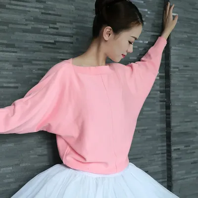 Pull de danse de ballet pour femme manches longues tricot rond échauffement de ballet en Y