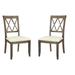 Fabric Padded Side Chairs with Double X Shaped Back, Set of 2, Brown - 38.75 H x 25.5 W x 22.5 L Inches