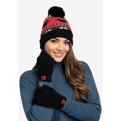 Plus Size Women's Adult Unisex Disney Mickey Mouse Knit Beanie Hat & Texting Gloves Black 2-PC Set by Disney in Multi