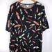 Lularoe Tops | Lularoe Short Sleeve T-Shirt Women's Large Multicolor Firecracker Print | Color: Black/Red | Size: L