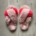 Anthropologie Shoes | Anthropologie Crisscross Soft Faux Fur Pink Slippers | Color: Pink/Red | Size: 7.5