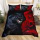 Loussiesd Leopard Duvet Cover Set King Size 3D Black Panther Animal Bedding Set Wildlife Comforter Cover Set Gorgeous Red Rose Floral Cheetah Bedspread Cover Microfiber 3 Pieces