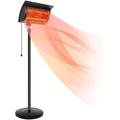 Simple Deluxe Standing Electric Patio Heater, 750W/1500W Outdoor Infrared Heater with Overheat Protection, Adjustable Height Space Heater, 45D x 48W x 195H，CM
