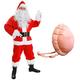 Deluxe Santa Costume With Beard, Glasses and Inflatable Belly - 11 Piece Plush Father Christmas Fancy Dress Xmas (Size: XXXXX-Large)