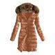 Linkay Womens Coats, Outwear Quilted Winter Warm Coats Fur Collar Hooded Jacket Tops Brown, S