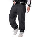 LUOBANIU Men's Loose Baggy Hip Hop Cotton Denim Work Pants Straight Leg Jeans Black C239 40