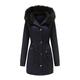 MEYOCEYO Winter Coat Women Warm Long Parka Cotton Faux Fur Hood Jacket Outdoor Windproof Casual Parka Jacket Navy Blue M