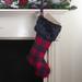 Northlight Seasonal 21.5" Red & Black Plaid w/ Dots & Faux Fur Cuff Christmas Stocking Polyester in Black/Green/Red | 21.5 H x 11 W in | Wayfair