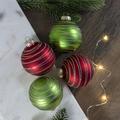 Northlight Seasonal 4ct Glass Red & Green Matte Christmas Ball Ornaments 3.25-Inch (80mm) Glass in Green/Red | 3.25 H x 3.25 W x 3.25 D in | Wayfair