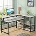 17 Stories Fahed L-Shape Computer Desk Wood/Metal in White/Black | 35.43 H x 55 W x 41.34 D in | Wayfair 4763FD4C03CE4973B198D0CA4F17EAC6