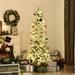 The Holiday Aisle® 5' 10" H Slender White/Green Flocked Christmas Tree w/ 250 LED Lights in Green/White | 70.87 H x 23.62 W in | Wayfair