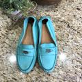 Coach Shoes | Coach 'Nicola' Leather Driving Casual Flat Turquoise Blue 5.5 | Color: Blue | Size: 5.5