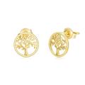 SISGEM 9 ct Gold Tree of Life Stud Earrings, Solid Yellow Gold Dainty Life Tree Earrings, for Family Women Girls Ladies Mum Sisters