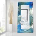 Subtle Blues Art Glass 36" x 72" Rectangular Wall Mirror