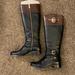 Michael Kors Shoes | Micheal Kors Leather Riding Boots | Color: Black/Brown/Gold | Size: 6.5