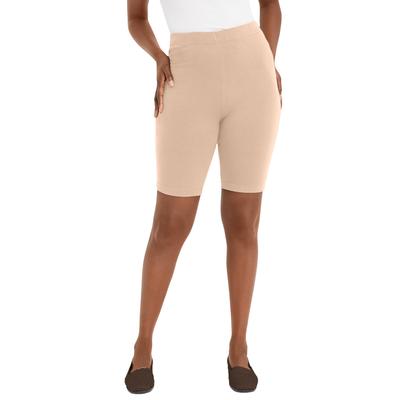 Plus Size Women's Everyday Stretch Cotton Bike Short by Jessica London in Nude (Size 34/36)