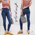 Free People Jeans | Free People Lace-Up Front High Rise Skinny Ankle Crop Jeans Jeggings Size 27 | Color: Blue | Size: 27