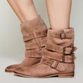 Free People Shoes | Free People Sunbelt Suede Buckle Boots | Color: Tan | Size: 9