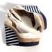 Jessica Simpson Shoes | Jessica Simpson Strappy Canvas High Wedges Women’s Heels, Size 8 1/2 | Color: Blue/Cream | Size: 8.5