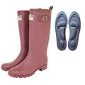 Town & Country Wellingtons Ladies/Women's/Men's Wellies Buckle Flat Festival Wellies Rain Boots Wellingtons Sizes 4-12 UK Aubergine WITH MEMORY FOAM INSOLES