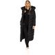 Womens Ladies Maxi Extra Long Length Heavy Longline Hooded Puffer Parka with Hood Jacket Zip Up Quilted Winter Down Belted Coat Black UK Size XL-14