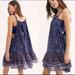 Free People Dresses | Free People Dress Halter Mini Swing Dress Floral Ruffle Hem Blue Lined S New | Color: Blue | Size: S