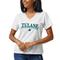 Women's League Collegiate Wear White Tulane Green Wave Script Intramural Boyfriend V-Neck T-Shirt