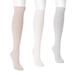 MUK LUKS Women's 3 Pair Pack Knee High Socks Size One Size Light/Neutral