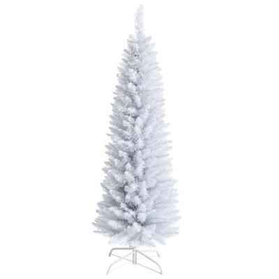 Costway Slim Artificial Christmas Pencil Tree with PVC Needles and Folding Metal Stand-5'