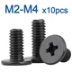 10 pièces/lot CM M1.6 M2 M2.5 M3 M4 noir en acier au carbone croix Phillips Ultra mince plat tête de