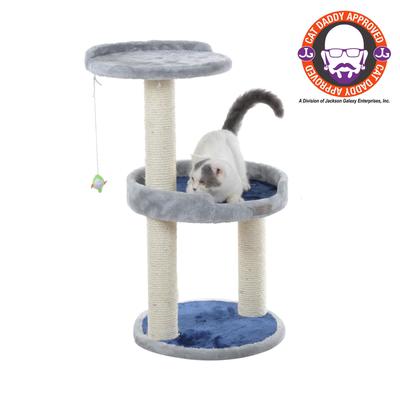 Three-Level Compact Real Wood Cat Scratcher With P...