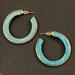 Free People Jewelry | Free People Blue Marble Resin Gold Metal Lined Statement Hoop Earrings | Color: Blue/Gold | Size: Os