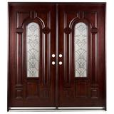 Door Destination Exterior Ready to Install Mahogany Prehung Front Entry Door Wood in Brown/Red | 72 W in | Wayfair M280A36X36X80RH