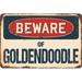 SignMission Beware of Goldendoodle Sign Plastic in Blue/Brown/Red | 3.5 H x 5 W x 0.1 D in | Wayfair Z-D-3.5-BW-Goldendoodle