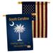 Breeze Decor Home Decor 2-Sided Polyester 3'3 x 2'3 ft. House Flag in Blue/Brown/Yellow | 40 H x 28 W in | Wayfair