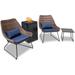 Bayou Breeze Shelley Chat 4 Piece Rattan Seating Group w/ Cushions Rust - Resistant Metal in Blue/Brown | Outdoor Furniture | Wayfair