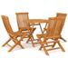 Winston Porter 5 Piece Patio Dining Set Solid Teak Wood Wood/Teak in Brown/White | 33.46 W x 33.46 D in | Wayfair CACA887E6B90424586B7DD17AE90E5C2