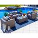 Latitude Run® Sorrento 4 Piece Rattan Sofa Seating Group w/ Sunbrella Cushions Synthetic Wicker/All - Weather Wicker/Wicker/Rattan in Gray | Outdoor Furniture | Wayfair