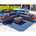 Latitude Run® Sorrento 8 Piece Rattan Sectional Seating Group w/ Sunbrella Cushions Synthetic Wicker/All - Weather Wicker/Wicker/Rattan | Outdoor Furniture | Wayfair