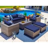 Latitude Run® Sorrento 6 Piece L Outdoor Patio Conversation Sofa Lounge Set in Gray Synthetic Wicker/All - Weather Wicker/Wicker/Rattan | Wayfair