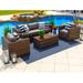 Latitude Run® Centralmont Wicker/Rattan 5 - Person Seating Group w/ Cushions Synthetic Wicker/All - Weather Wicker/Wicker/Rattan in Brown | Outdoor Furniture | Wayfair