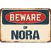 SignMission Beware of Nora Sign Plastic in Blue/Brown/Red | 6 H x 9 W x 0.1 D in | Wayfair Z-D-6-BW-Nora