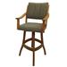 Lark Manor™ Pocatello Solid Wood Counter 26" Bar Stool - Basin Beige - Dark Brown Wood/Upholstered in Black/Brown | 44 H x 19 W x 20 D in | Wayfair