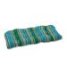 Gracie Oaks Dmitris Stripe Wicker Indoor/Outdoor Loveseat/Sofa Cushion Polyester in Green/Blue | 5 H x 44 W x 19 D in | Wayfair