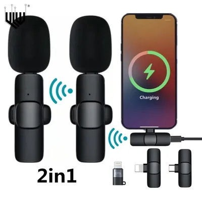 Mini microphone Lavalier sans fil portable audio et vidéo micro statique pour iPhone Android