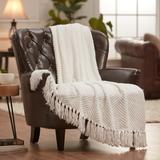 Chanasya Textured Knit Throw Blanket With Tassels